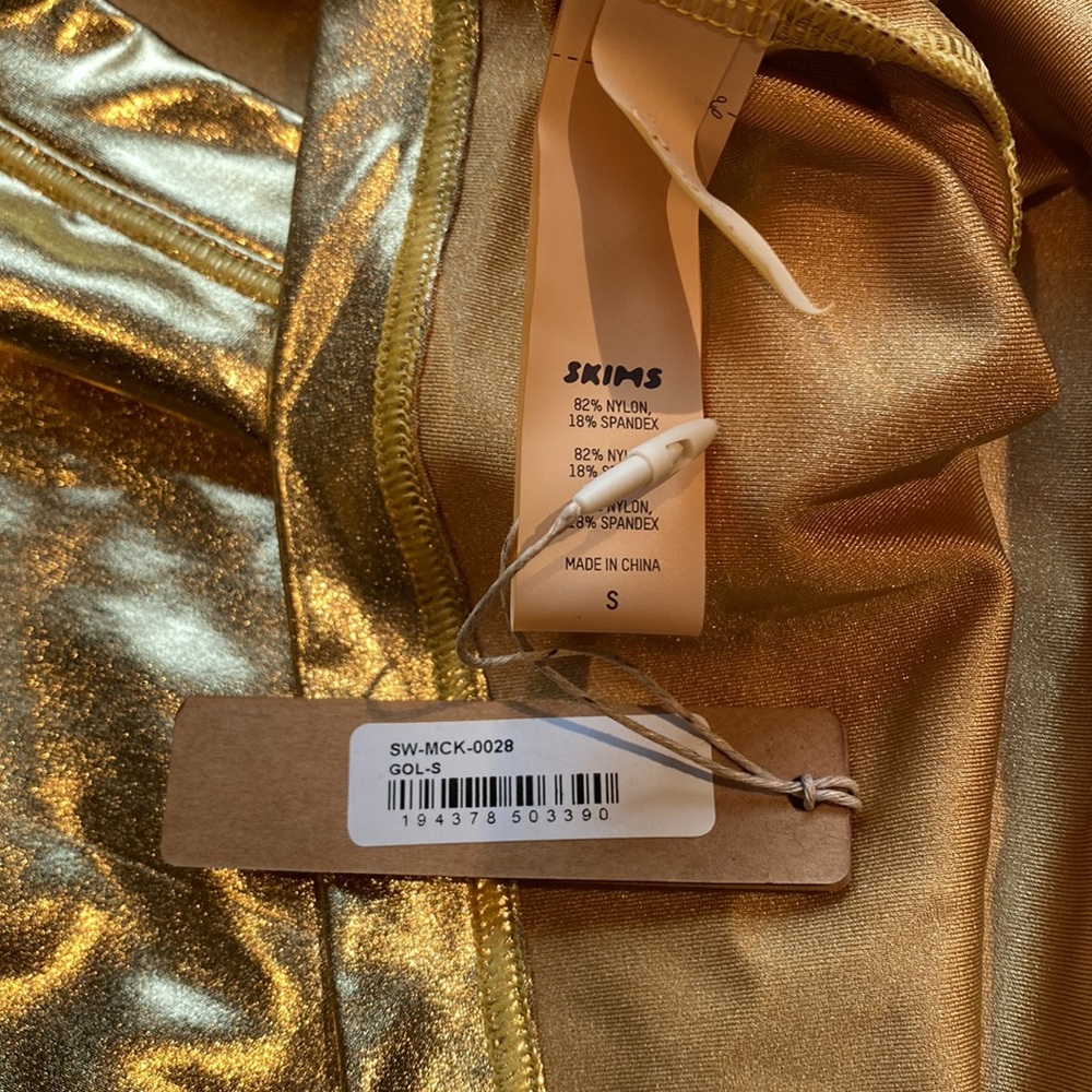 Skims gold metallic crop top and sarong mini skirt. New with tags. - Picture 6 of 9